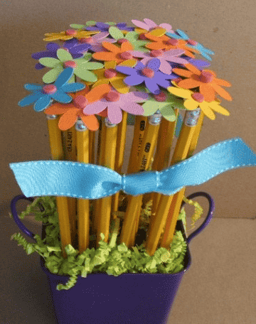 Pencil Bouquet with ribbon.