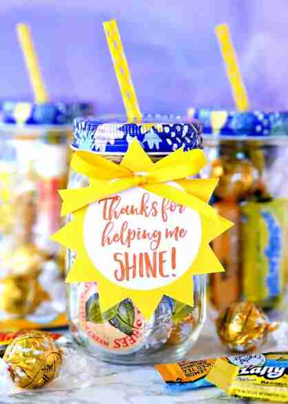 Sunshine jar with candy.