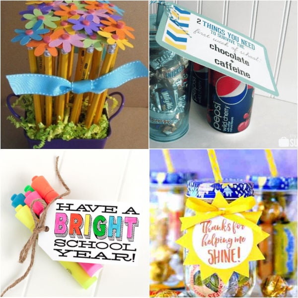 21 DIY Back to School Teacher Gifts they will love. Surprise the teacher in your life with one of these creative and practical diy teacher gifts. These are ideas they will actually use and you can create with all budgets. Perfect for back to school, teacher appreciation and more. #onecrazymom #DIY Back to School Teacher Gifts #DIY #teachergifts