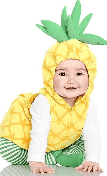 Pineapple Costume with hat on child.