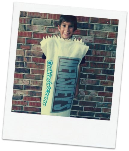 Child in Hershey Bar Costume.