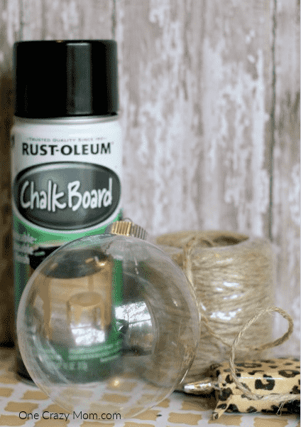 Supplies for diy chalkboard ornament