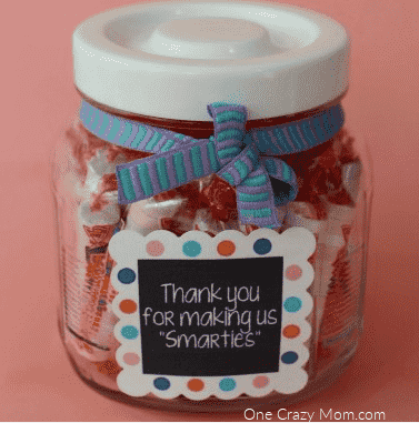 Smarties in a jar with printable.