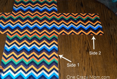Fabric being cut.