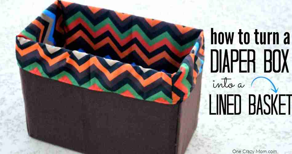 upcycled diaper box with fabric.