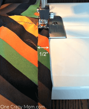 Fabric on sewing machine.