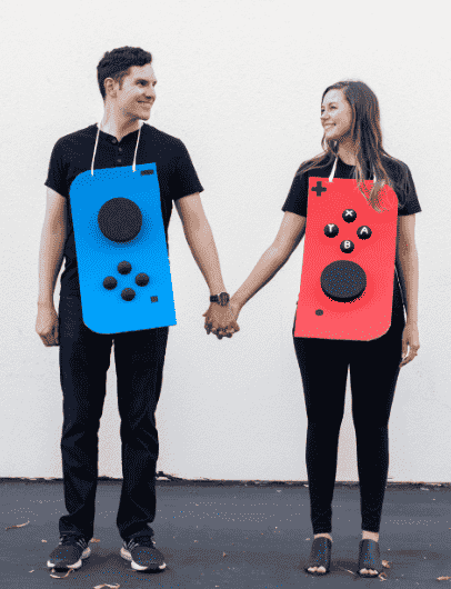 Nintendo switch controllers on couple.