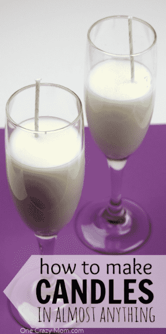 Champagne glass candles beside each other.