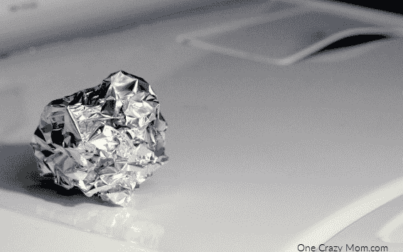 Ball of foil on dryer.