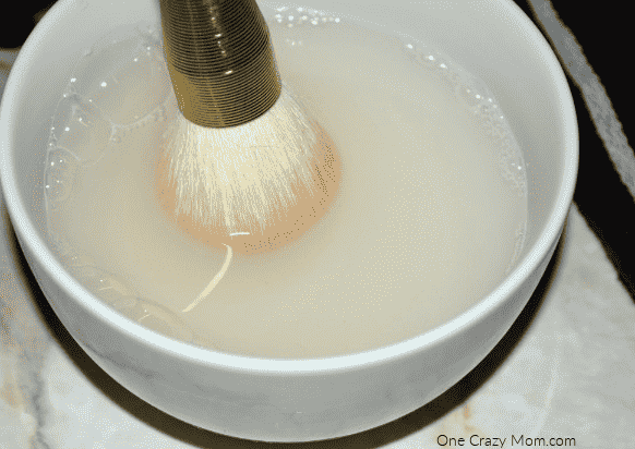 Makeup brush in bowl.