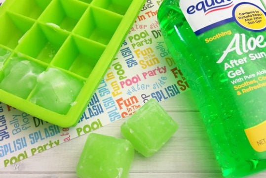 Aloe frozen in ice cubes.
