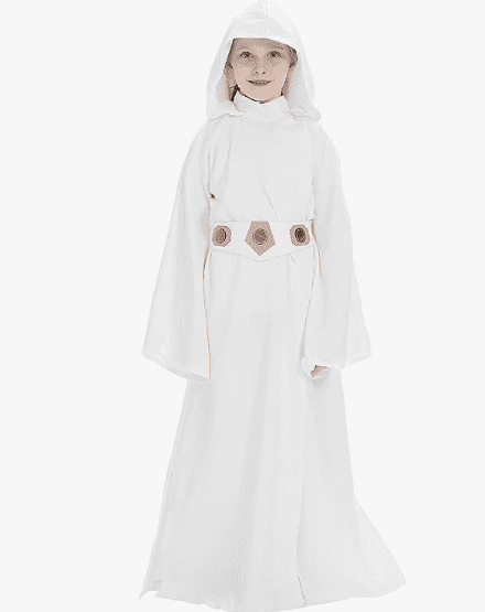 Princess Leia costume on girl.