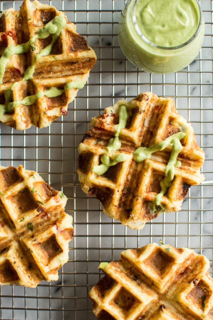 Find lots of healthy school lunch ideas here! 30 healthy back to school lunch ideas that are quick, easy and kid approved! Potato waffles on a wire rack.