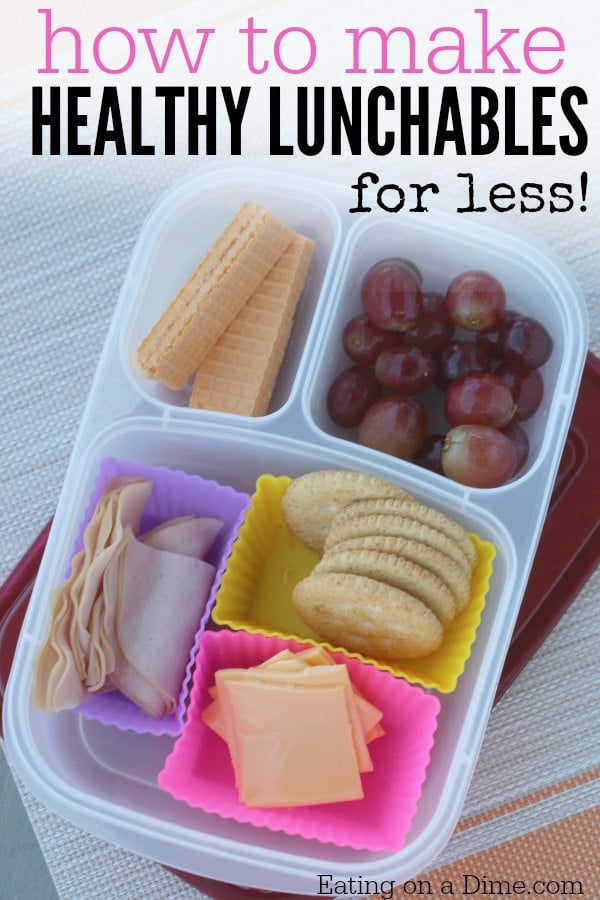Find lots of healthy school lunch ideas here! 30 healthy back to school lunch ideas that are quick, easy and kid approved! Container with homemade lunchables.