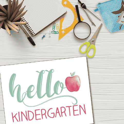 Watercolor sign with apple.