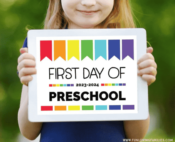 Colorful first day of school sign.