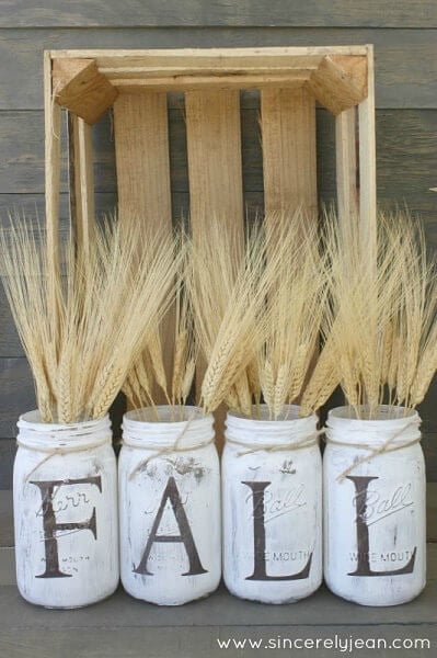 Rustic and distressed fall mason jars.