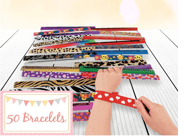 Slap bracelets spread out.