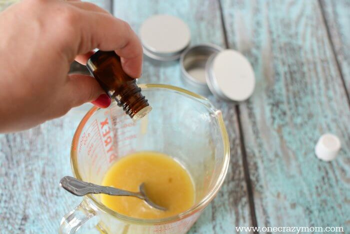 Essential oils added to the bowl.