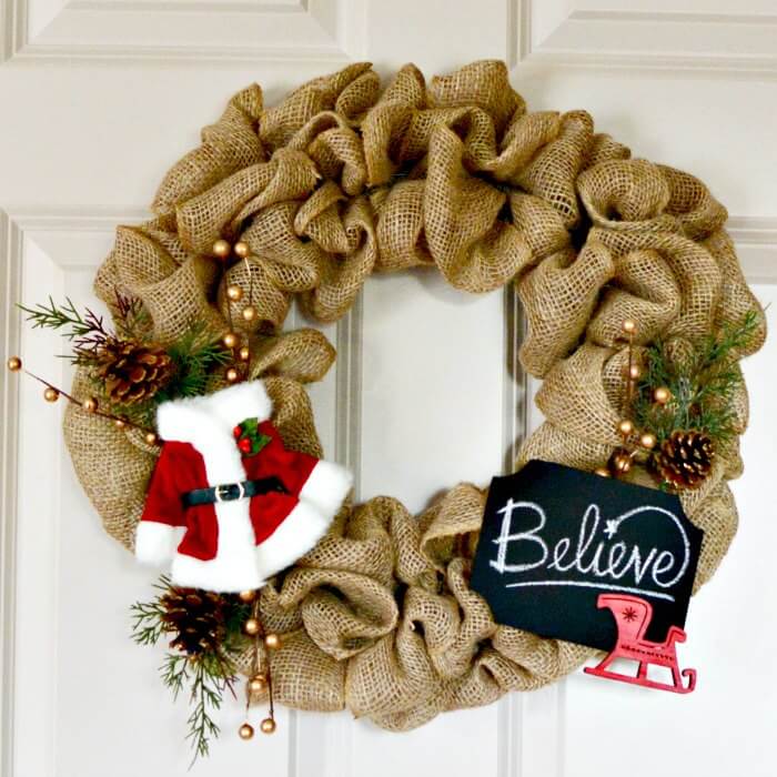Burlap wreath.