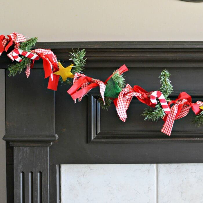 Christmas garland on mantle.