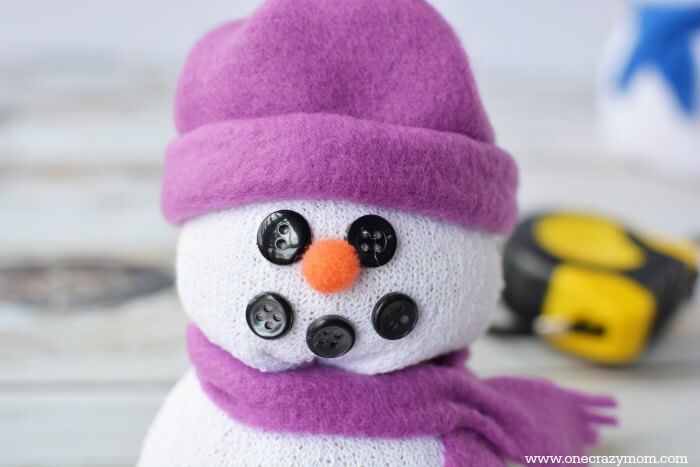 Buttons added to the snowman face.