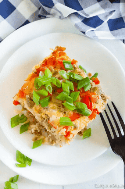 Slow Cooker Breakfast casserole on plate.
