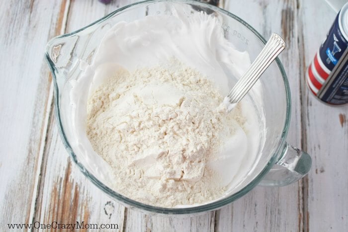 Flour added to shaving cream mixture.