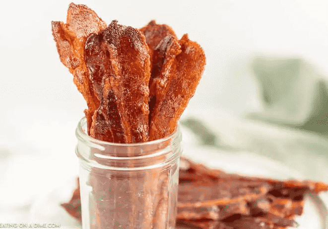 Candied Bacon in jar.