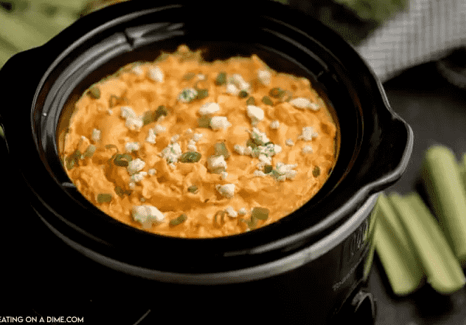 Buffalo Dip in crock pot.