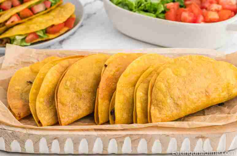Taco Dorados on platter.