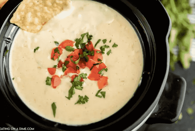 Queso in crock pot.