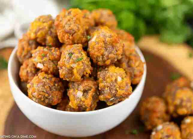 Sausage Balls in bowl.
