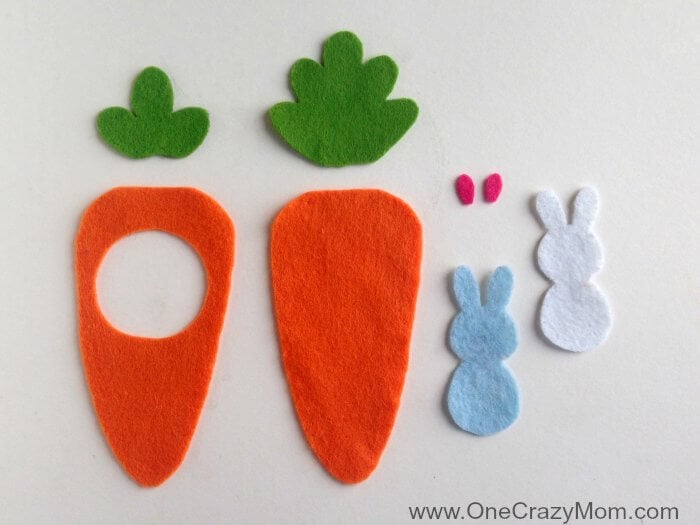 Carrot and bunny cut out with felt.
