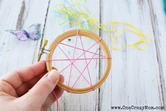 Embroidery Thread wrapped around a hoop