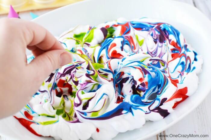 Toothpick swirled in shaving cream.