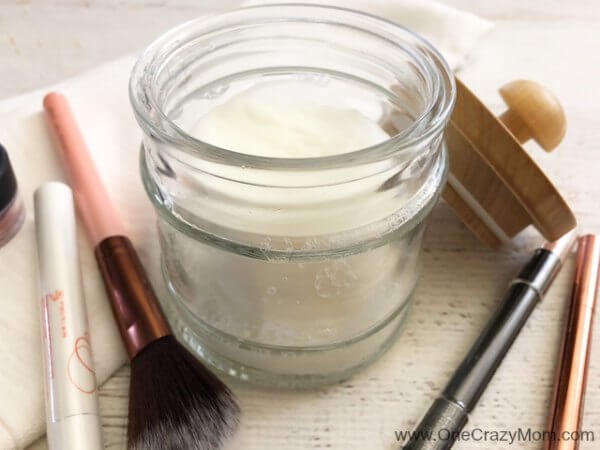 Mason jar with makeup remover pads ready to use.