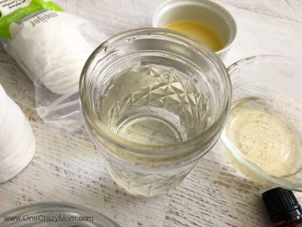 Mason jar with water.