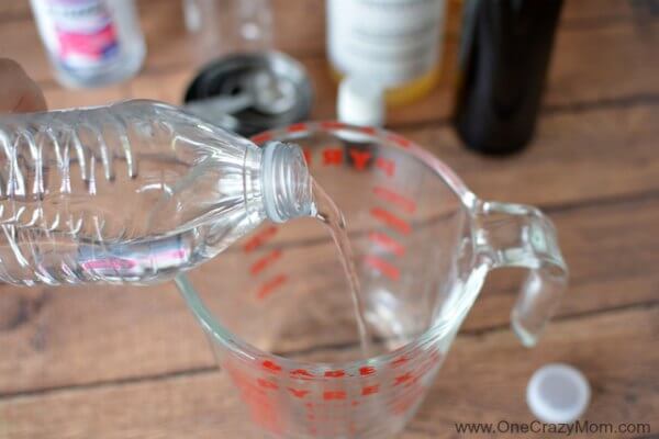 Water poured into measuring cup.
