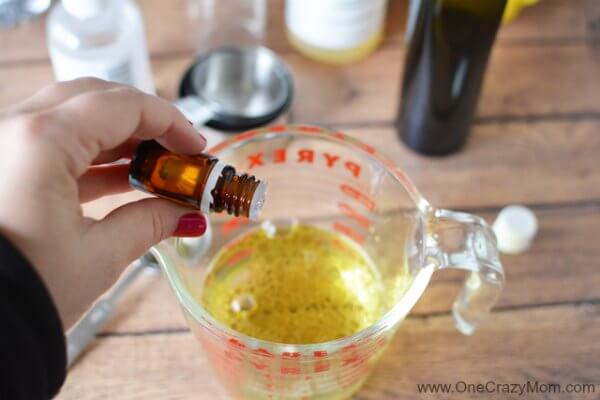 Essential oils added to bowl.
