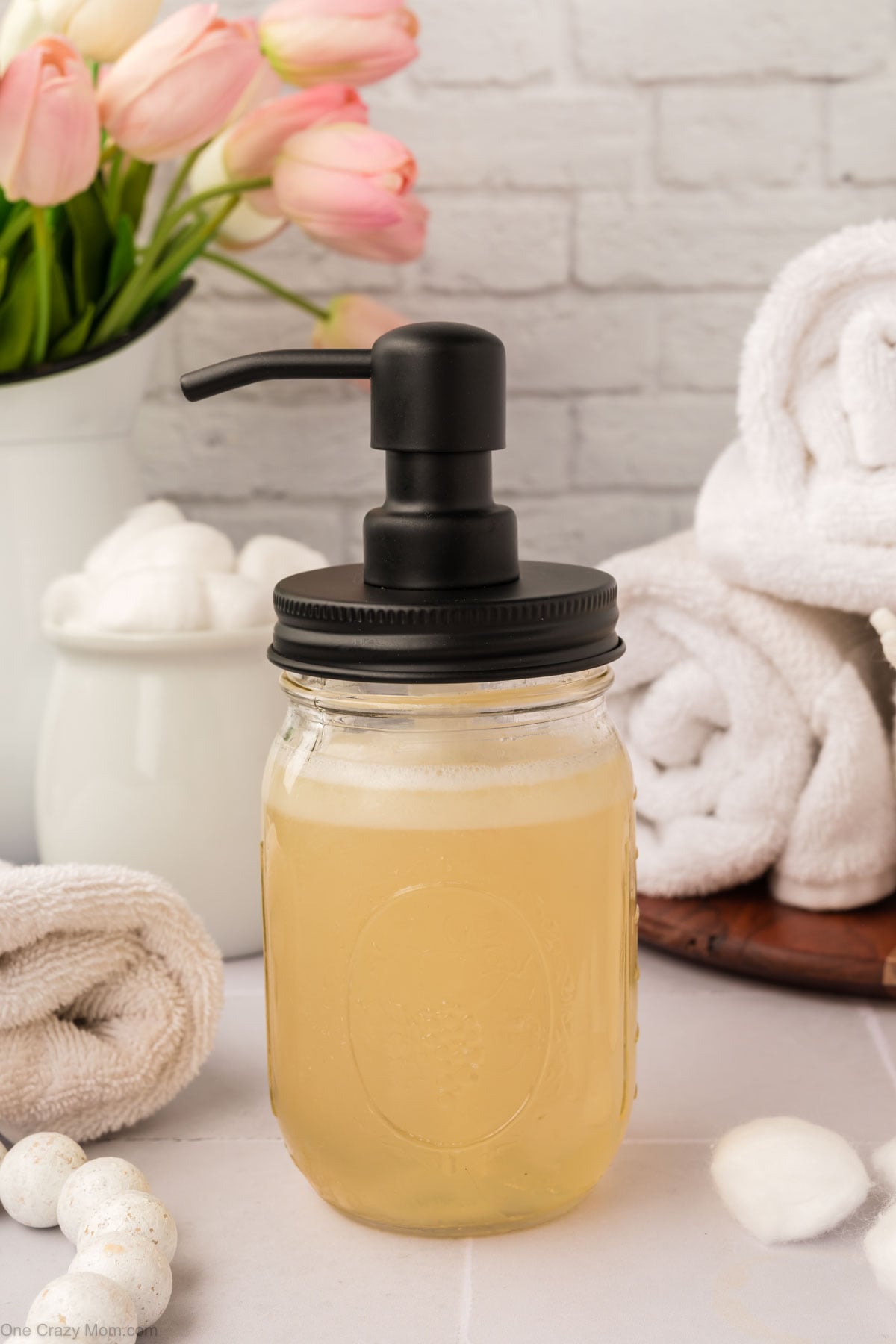 Lid placed on jar of soap.