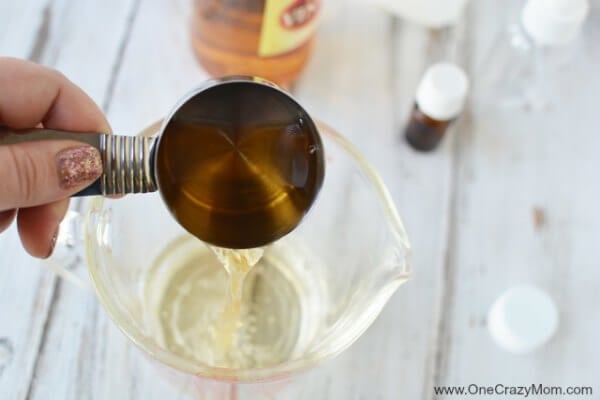 Apple cider vinegar poured into mixture.