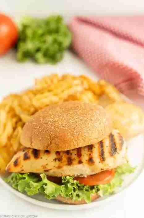 Grilled Chicken Sandwich on plate.
