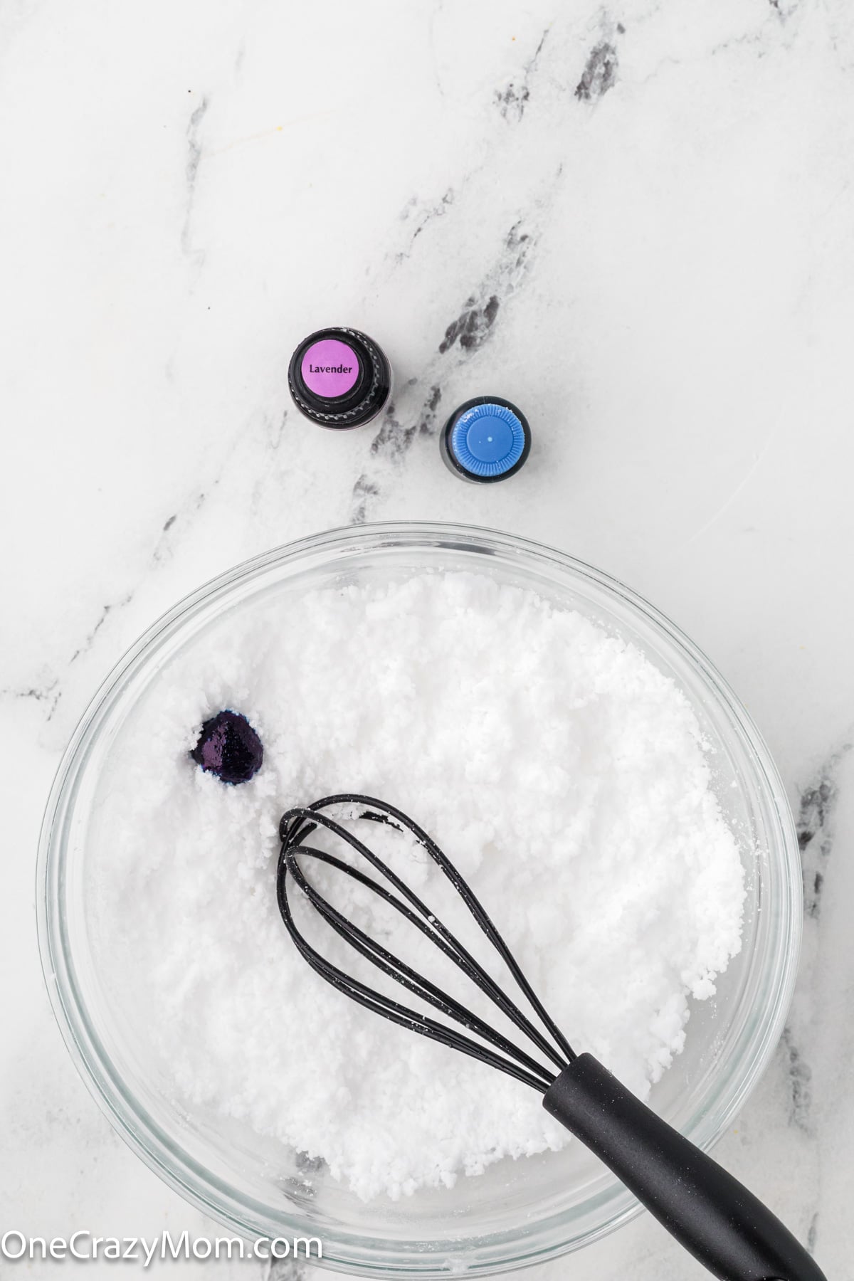 Food coloring dropped into mixture.