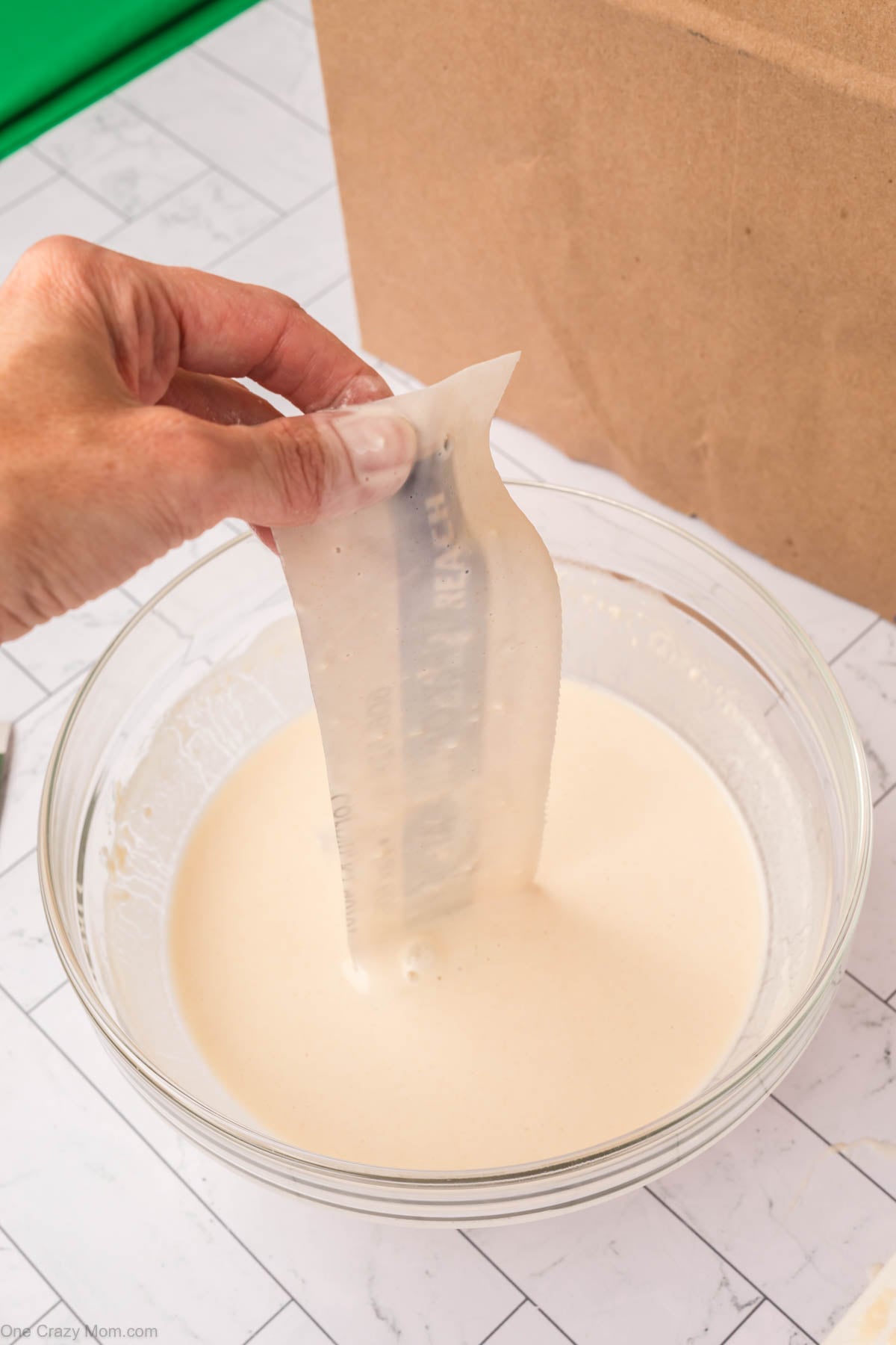 Newspaper dipped into flour mixture.