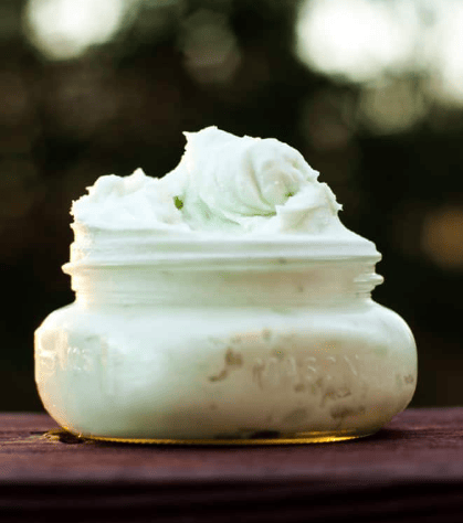 Whipped body butter in a jar.