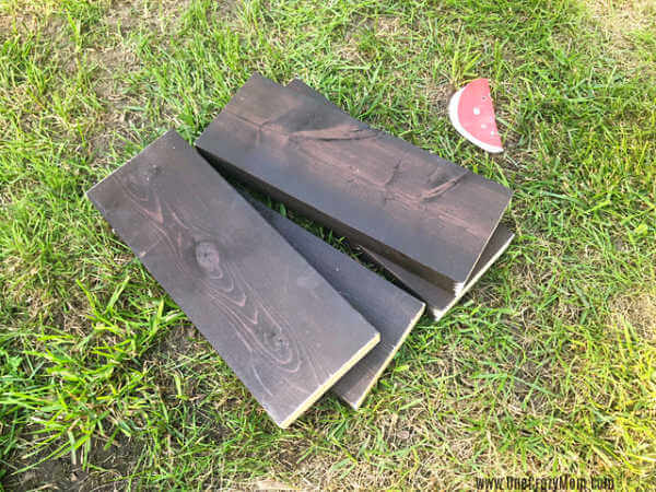 Boards cut into pieces.