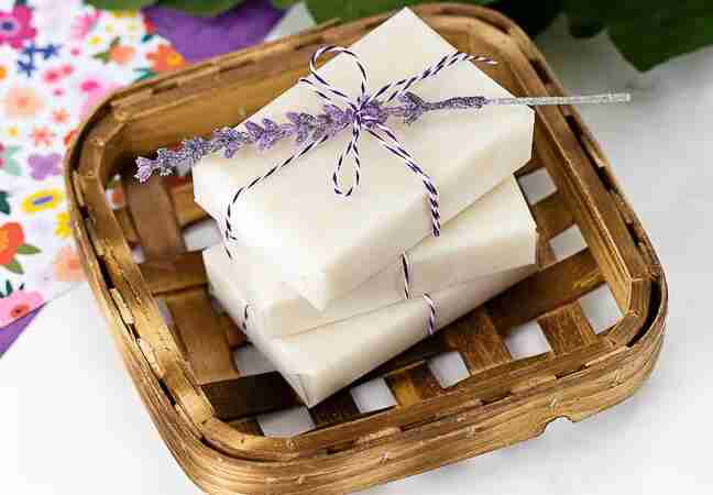 Lotion bars in a basket.
