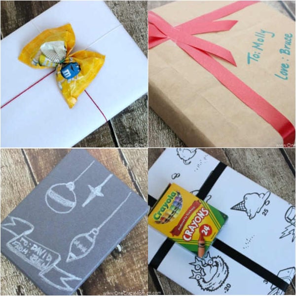 Learn easy and creative gift wrapping ideas for any shaped gifts. 5 creative ideas for gift wrapping to use all year long as you wrap your gifts. DIY packaging ideas include birthday, Christmas, wedding and more. #onecrazymom #creativegiftwrappingideas #diygiftwrapping