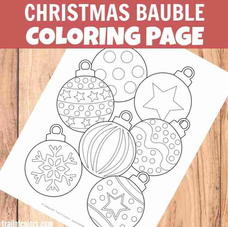 Coloring sheet with Christmas ornaments.
